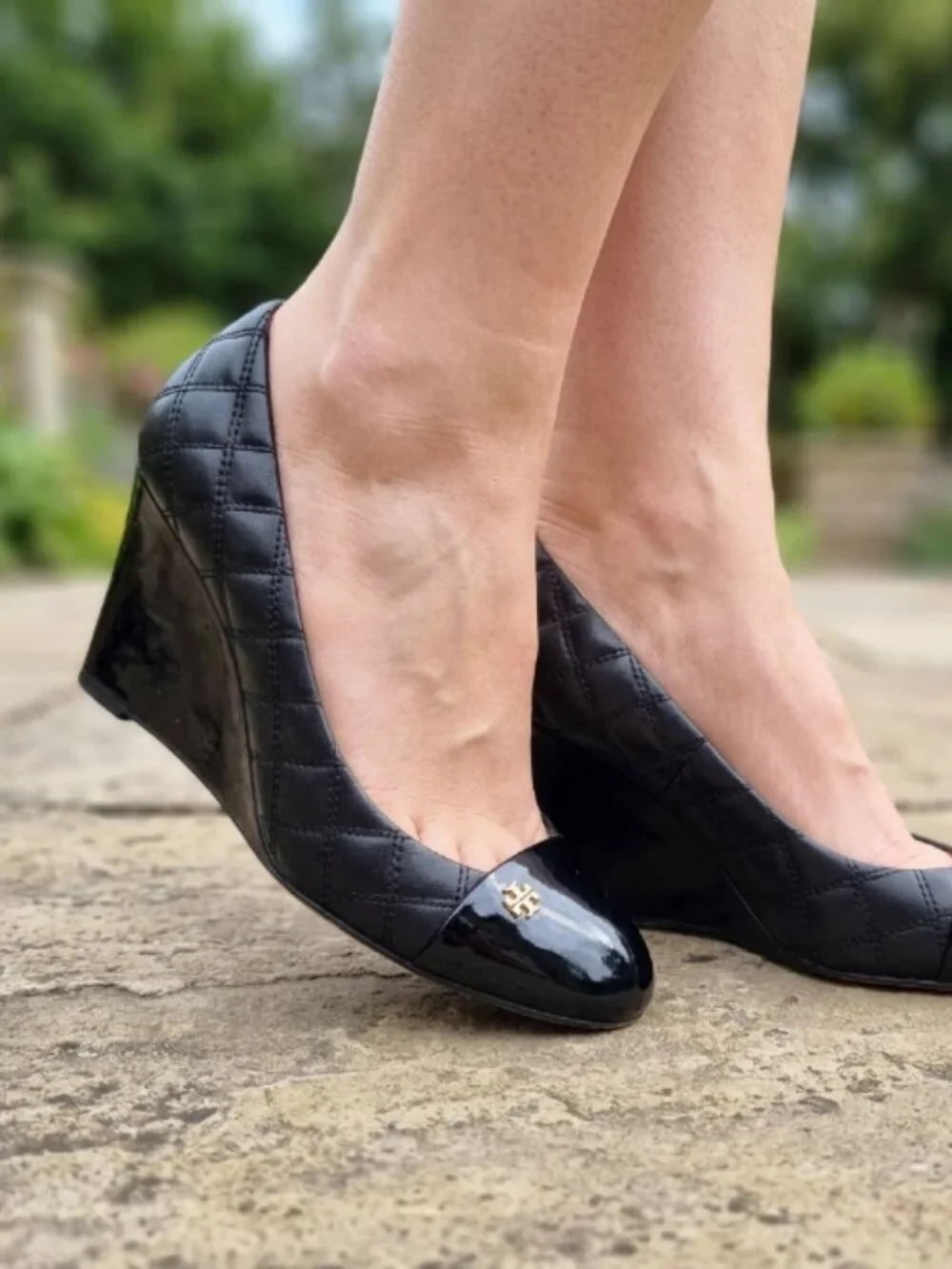 Tory Burch Claremont quilted leather wedge heels